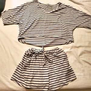 Striped lounge crop top and bottom